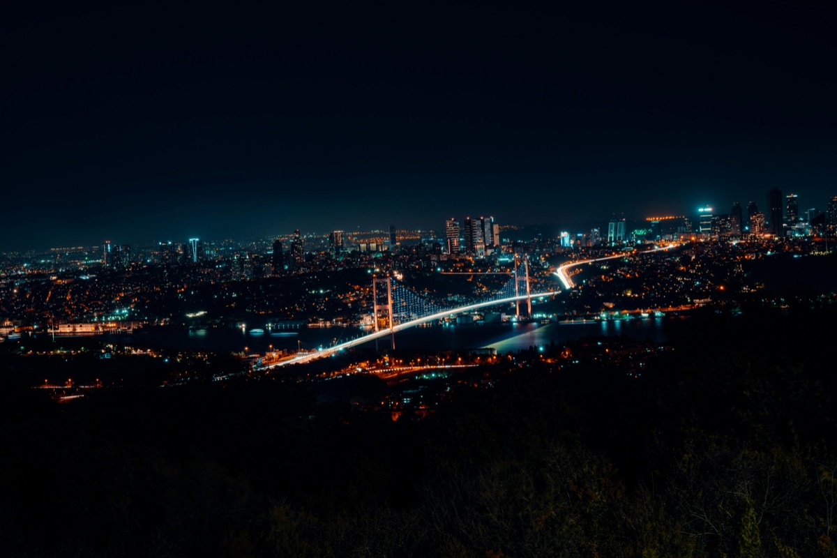Bosphorus Bridge at night, Istanbul — property-based Turkish residence permit renewal